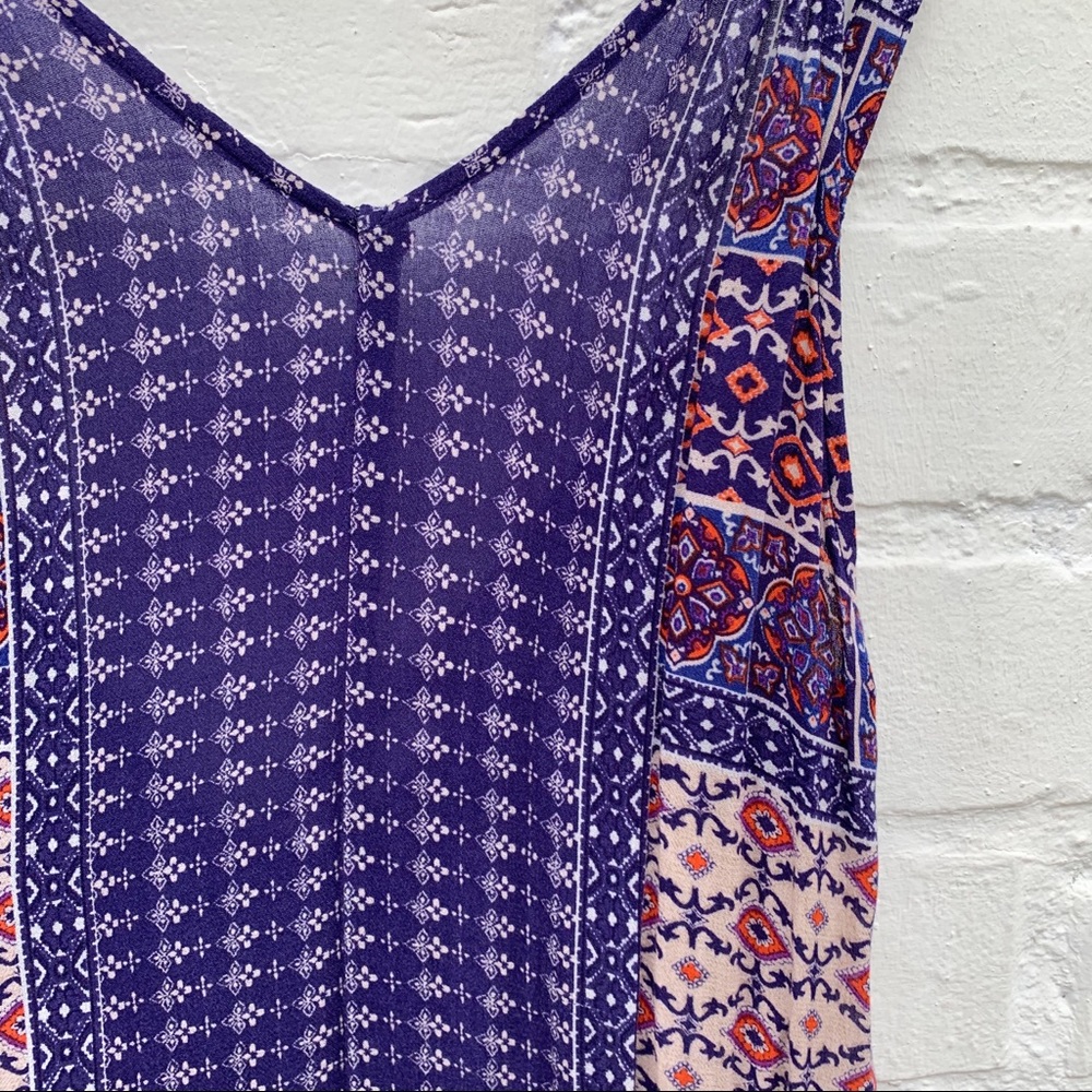 Flynn Skye Purple Maxi Dress with Orange & White Pattern